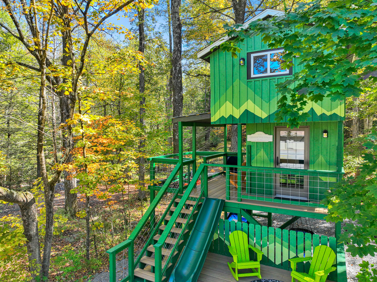 Kick back and relax in the Tree House — your peaceful retreat among the treetops.
