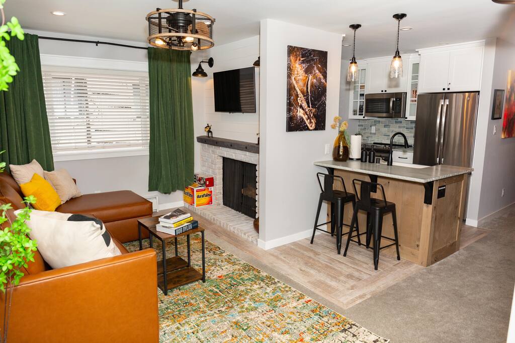 Open concept living room and kitchen! - Private Beach | Lakeside Luxe | Hike Kayak Paddle - Tahoe Vista
