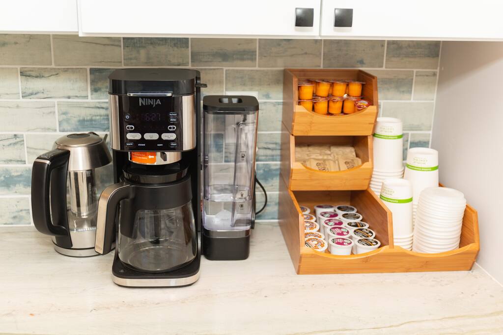 Quick and easy k-cup coffee or brew a pot using the filter accessories located in the second drawer under the coffee machine.  - Private Beach | Lakeside Luxe | Hike Kayak Paddle - Tahoe Vista