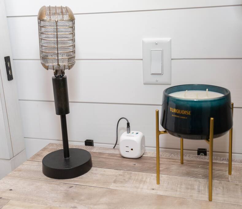 Nightstand amenities for enjoy a good night sleep and have your essentials charging. - Private Beach | Lakeside Luxe | Hike Kayak Paddle - Tahoe Vista