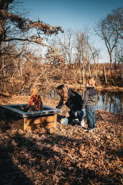 Enjoy a fire next to the slow flowing Tippecanoe River