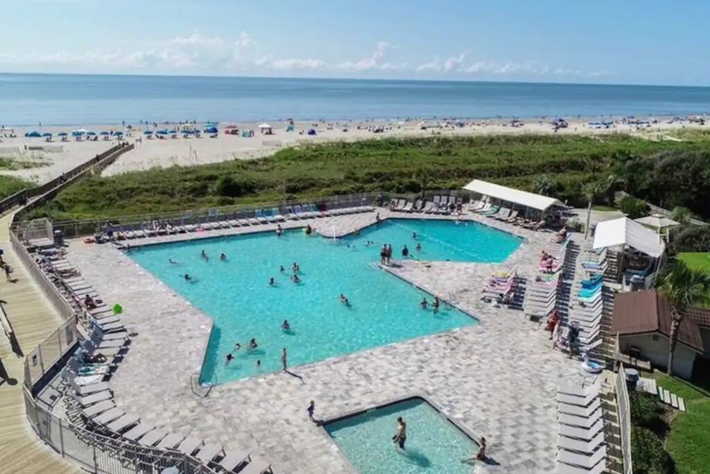 We have two pools located at our resorts. One of them is oceanfront and nearby is a tiki bar, restaurant, and a ice cream hut.  The second pool is a little bit more secluded and adult friendly!