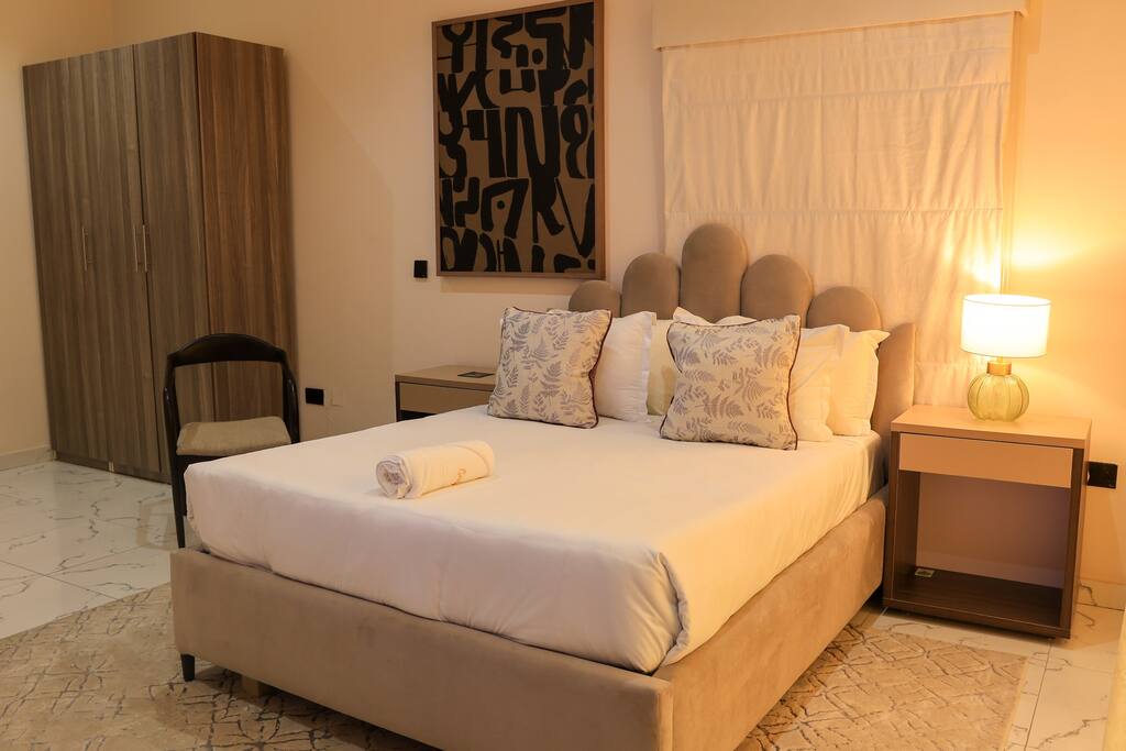 Experience peaceful nights in our beautifully appointed bedroom, designed for ultimate relaxation.