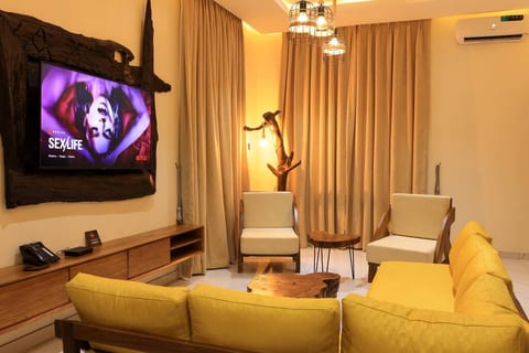 Our living room exudes luxury and charm with its curated collection of wooden furniture.