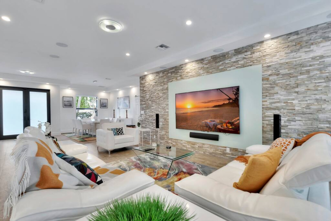 "Modern masterpiece with a touch of warmth. This living room is pure perfection."