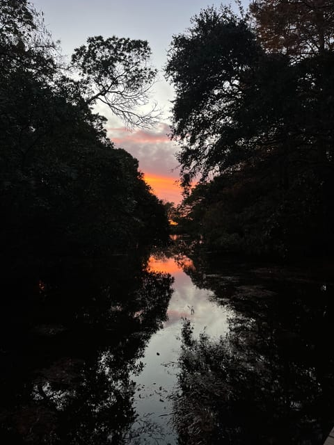 The sound's water connects to a lake in the neighborhood and this is a view of it at sunset.