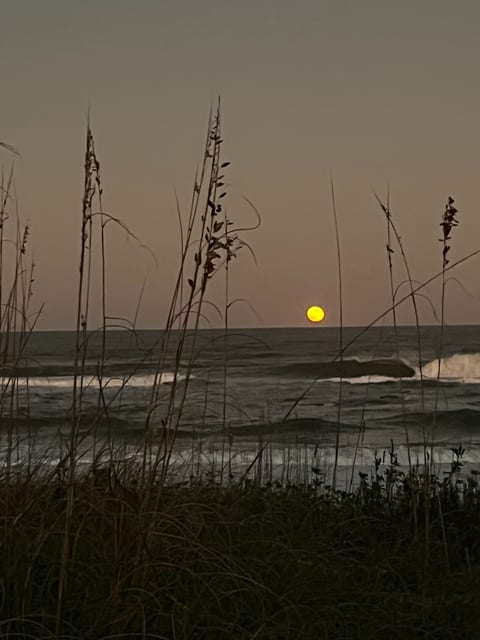 Harvest moon over the ocean.
