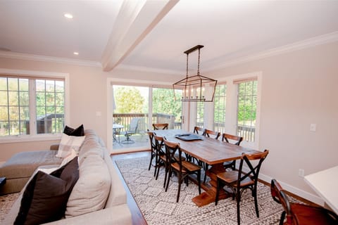 Dining table seats 8 comfortably