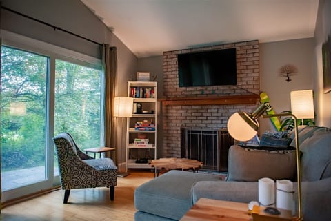 Gas fireplace provides ambiance