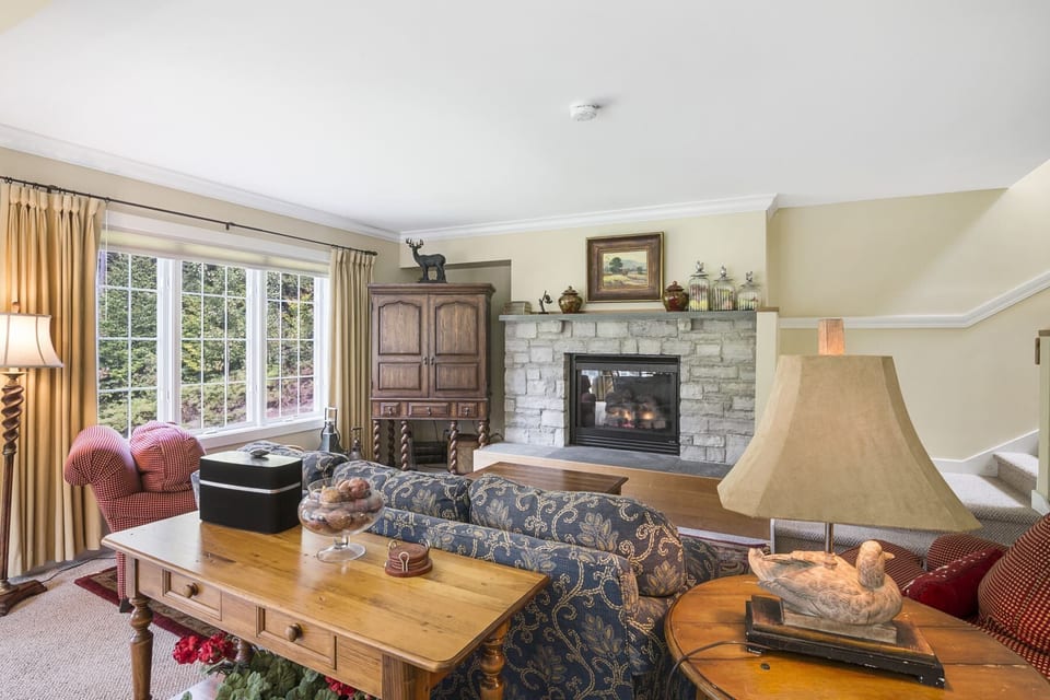 Gas fireplace in living room - TV located in armoire