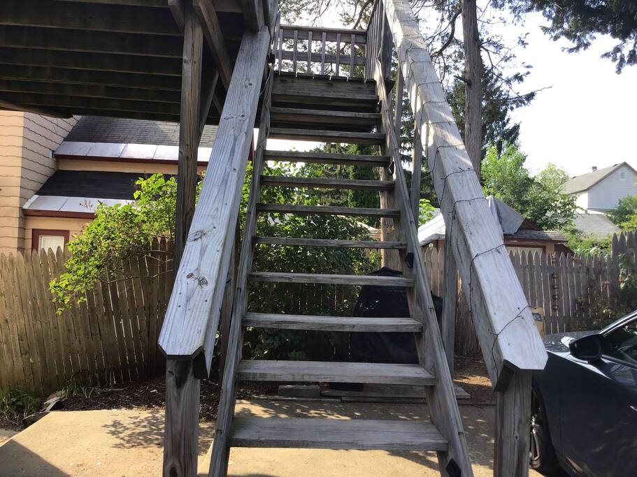 Stairs leading to deck and entrance - Charming 2-bdrm apt. Walk to stores & restaurants! - Scotia