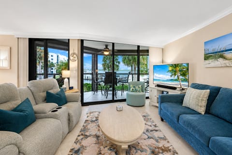 Living Room: Spacious retreat with modern furnishings and stunning waterfront views to unwind!