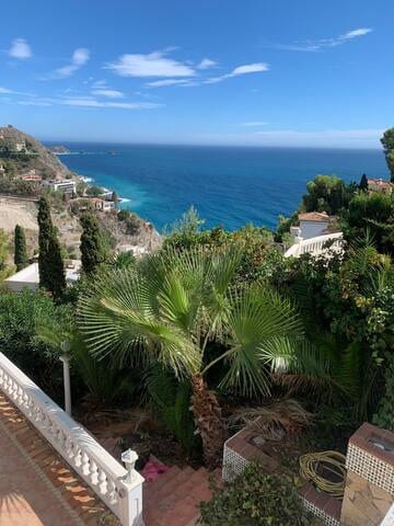 Seaview from upper terrace. The beach is just below