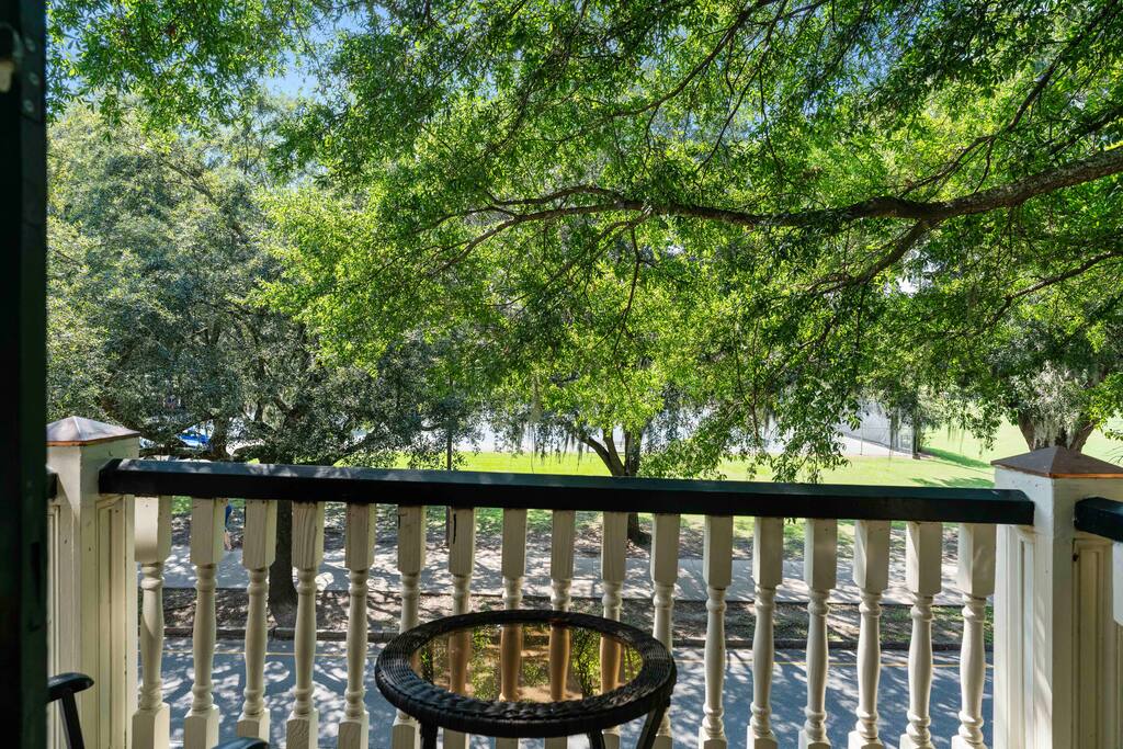 View from 2nd floor balcony overlooking Forsyth Park