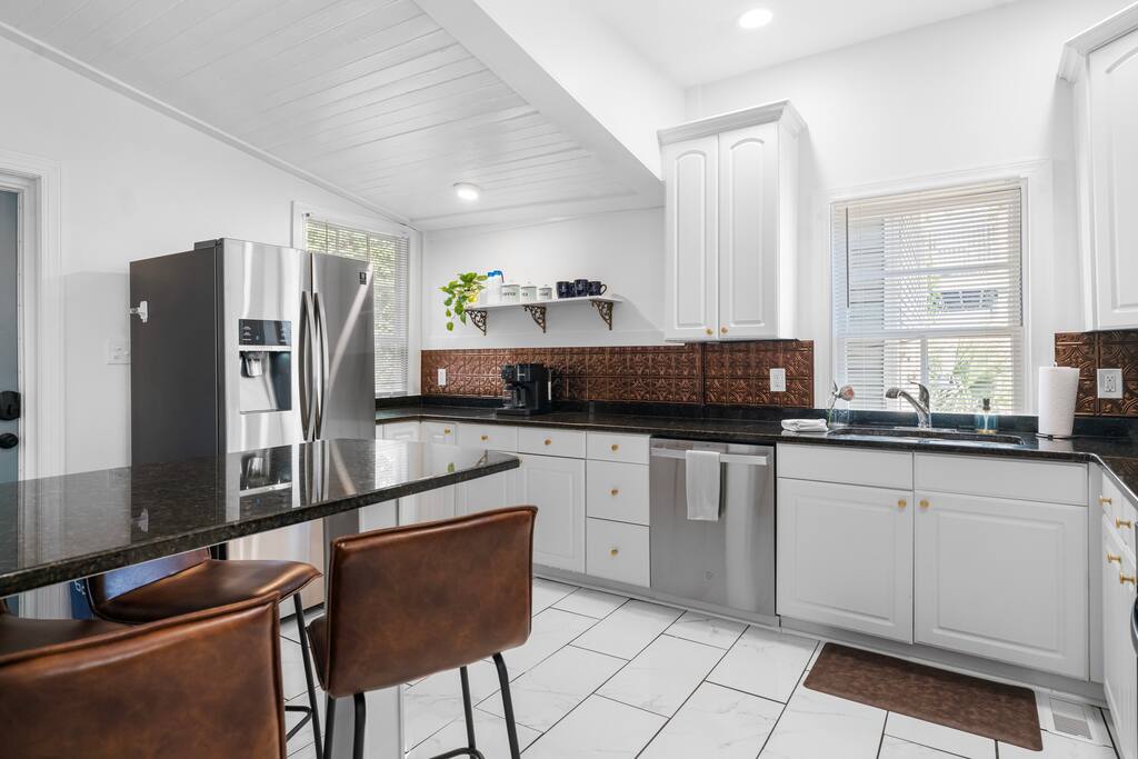 Full size refrigerator and freezer.  Fridge has an ice maker and water filter. 