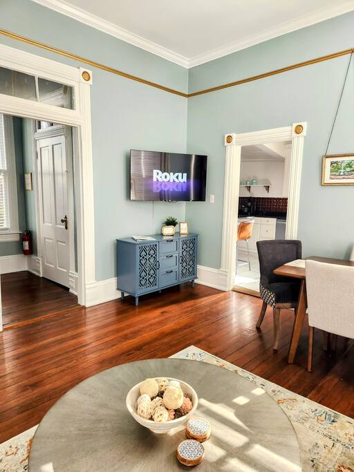 Living room with Roku TV