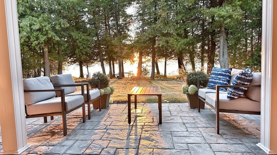 Enjoy beautiful sunrises and sunsets from the grand room or patio.