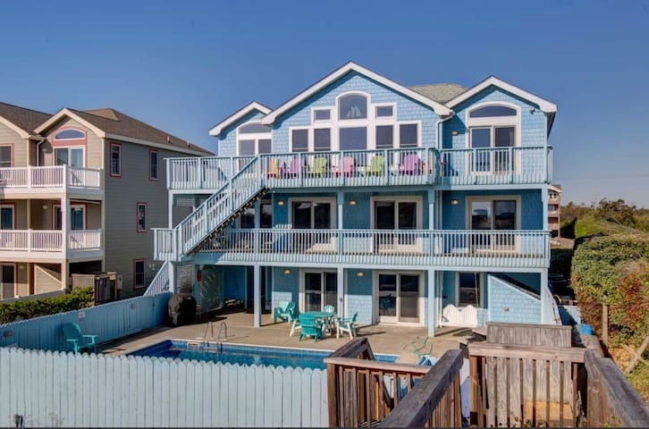 Beach Please 8BR 7BA Beachfront Pool Hot Tub - Nags Head
