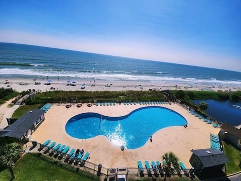Ocean Front Pool, just steps from the condo. Yes, our building is Ocean Front!