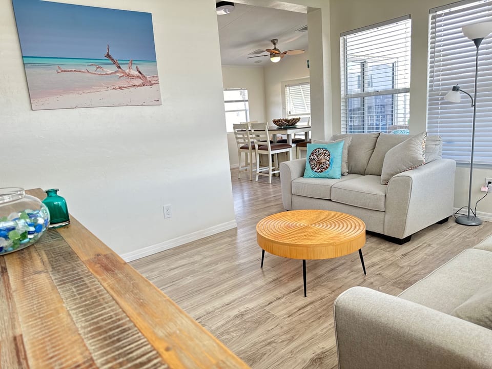 Main living room into kitchen 