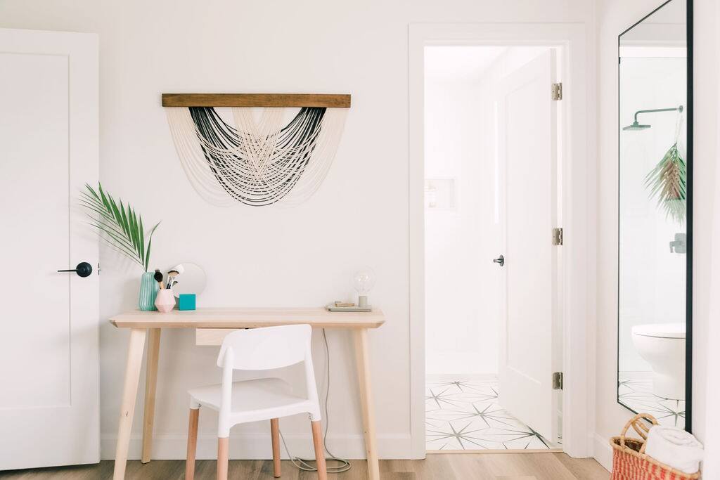 A beautifully appointed makeup desk/private work surface is located in bedroom #1. A beautifully appointed makeup desk/private work surface is located in bedroom #1. - Private Backyard, Hot Tub, Dog Friendly, Central - Prince Edward