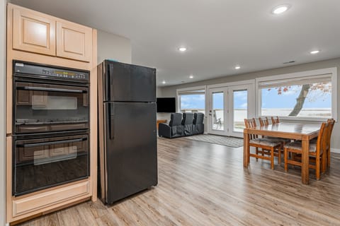 Kitchen fully stocked and a double oven