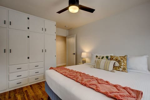 Bedroom with king bed and closets
