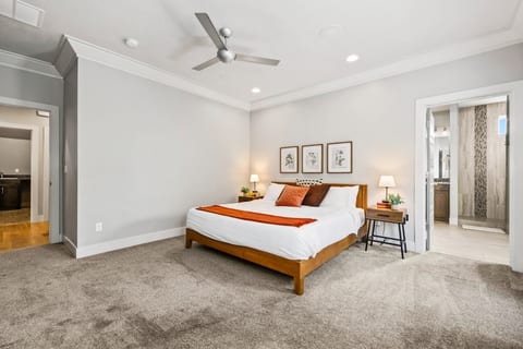 Master bedroom-view of bedroom and en-suite bathroom