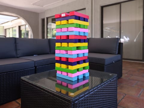 A giant game of outside Jenga is fun for the whole crew!