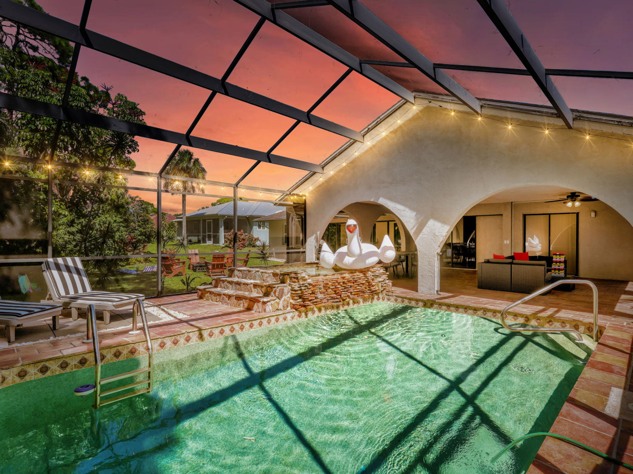 Take a dip in the pool, soak in the hot tub, enjoy a meal on the patio, take a snooze on the outside couch. You may never want to leave the backyard!