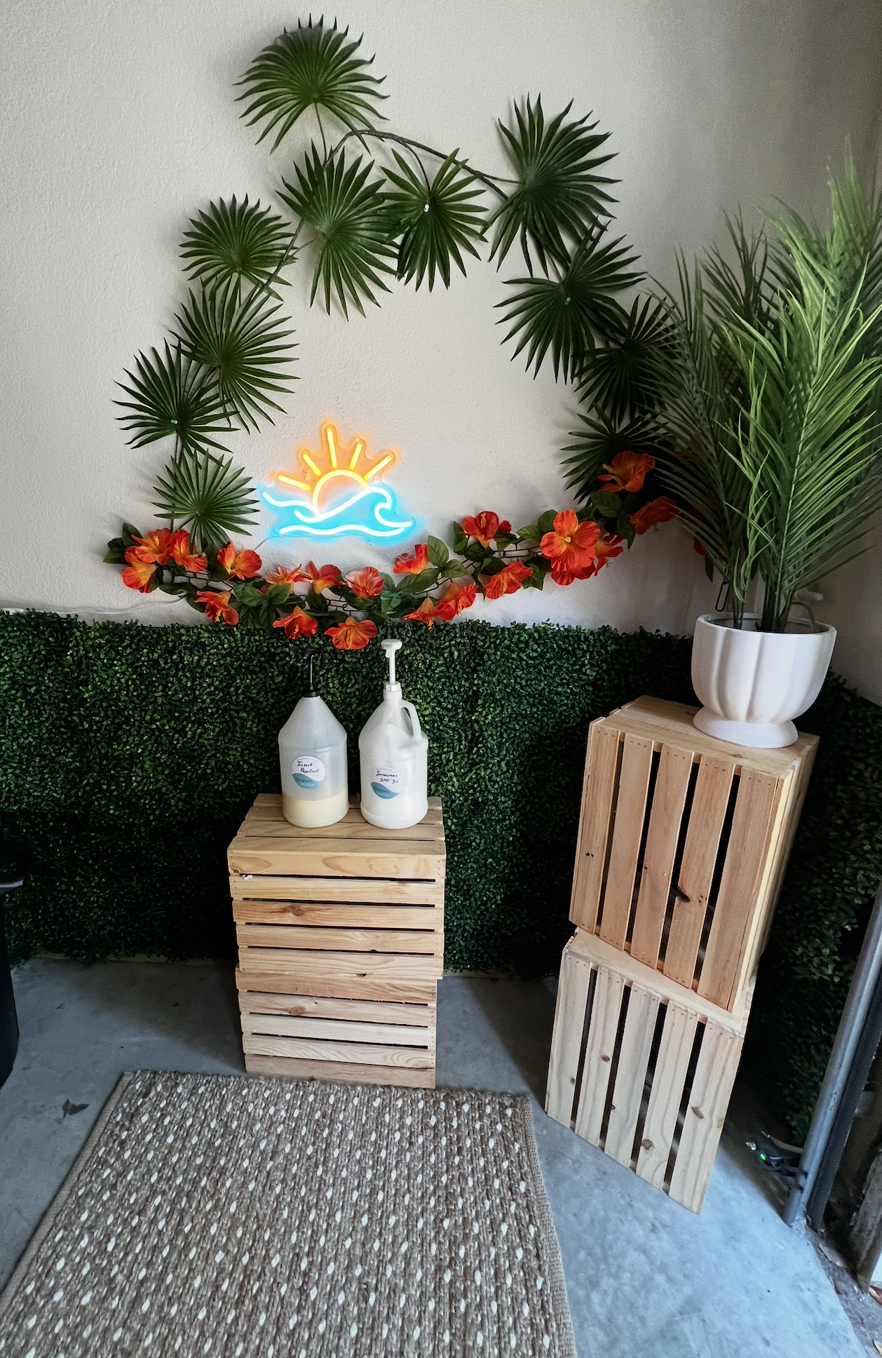 Organic Sunblock and Bug Lotion Station for Guest use