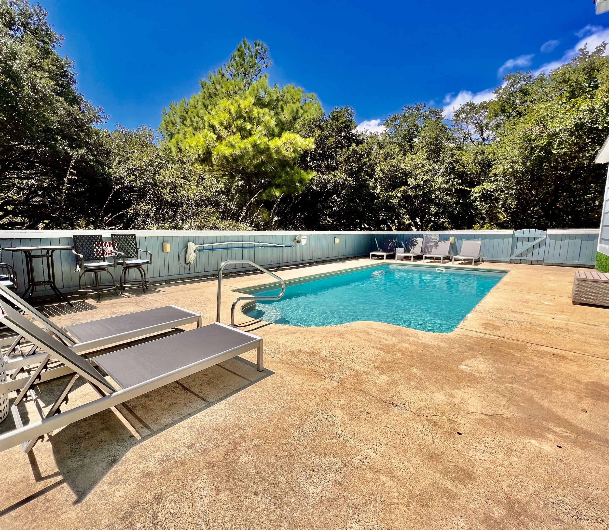 Private 13x36 Foot Pool, Trees provide privacy