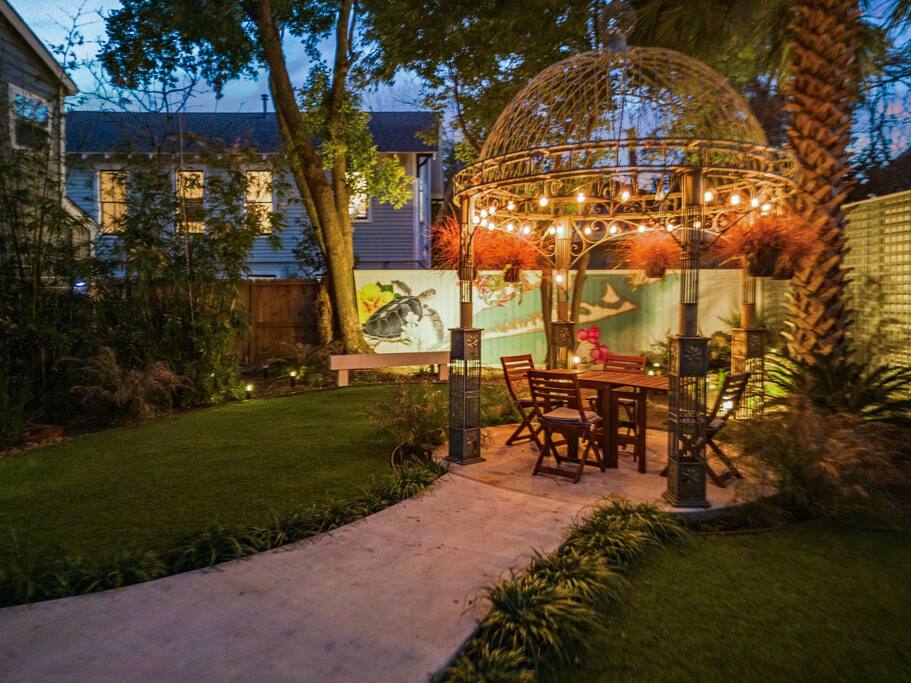 Imagine a wonderful evening sitting by the lit gazebo, enjoying your time together! 