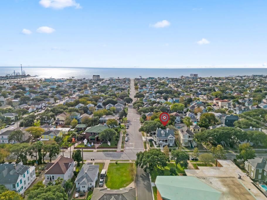 The home is just a few short blocks from the beach! Approximately a half mile from the Seawall, or seven blocks. 