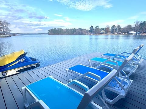 Sun deck on boat house.