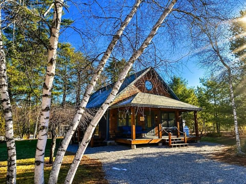 The home nestled between two lakes with stunning views!