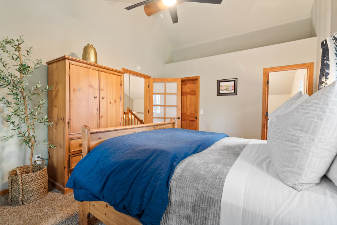 Big Bear vacation rental with hot tub and game room, close to lake, ski resorts, and trails. By Rather Be Properties