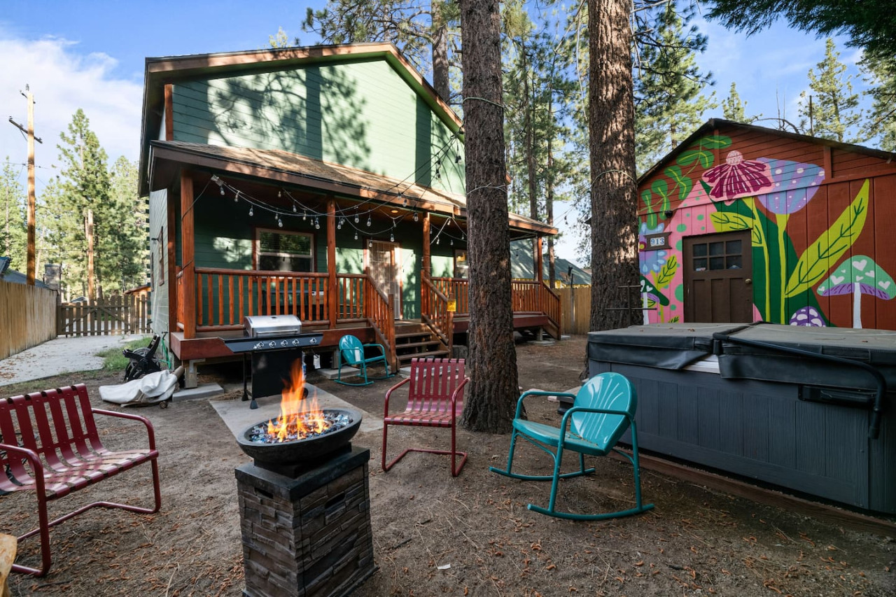 Big Bear vacation rental with hot tub and game room, close to lake, ski resorts, and trails. By Rather Be Properties