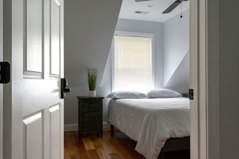 Bedroom on the second floor with a queen bed