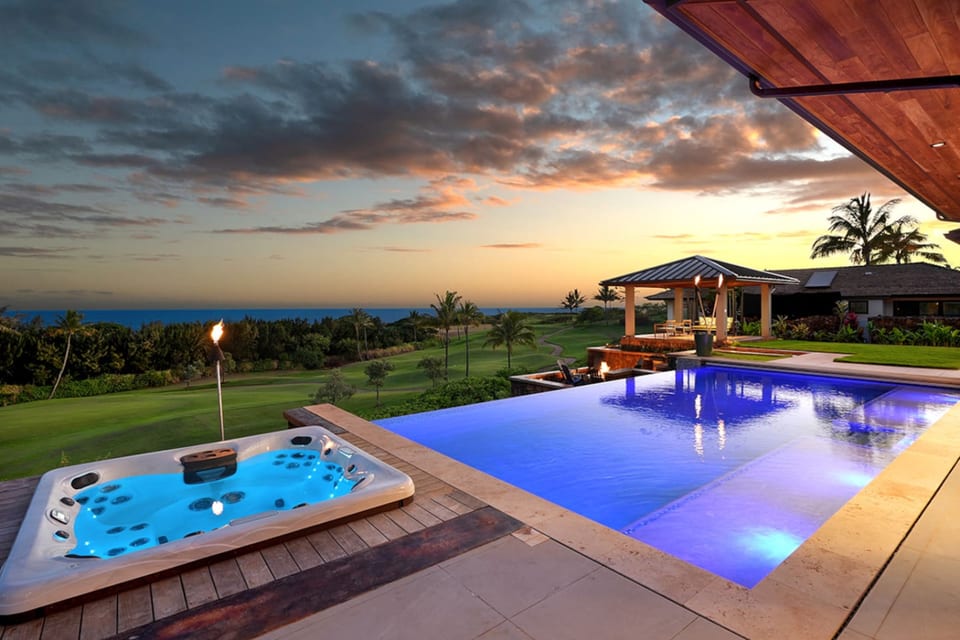 Kauai Oasis Luxe Ocean View Pool SPA AC Sleep22 - Koloa