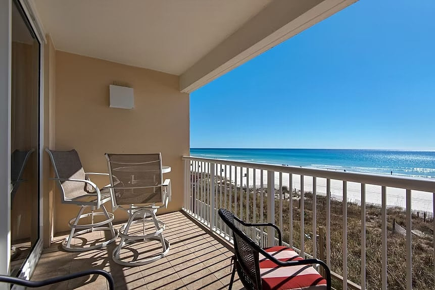 Private beachfront balcony 2nd Floor Beachfront Condo w/Beach Chair Service!
