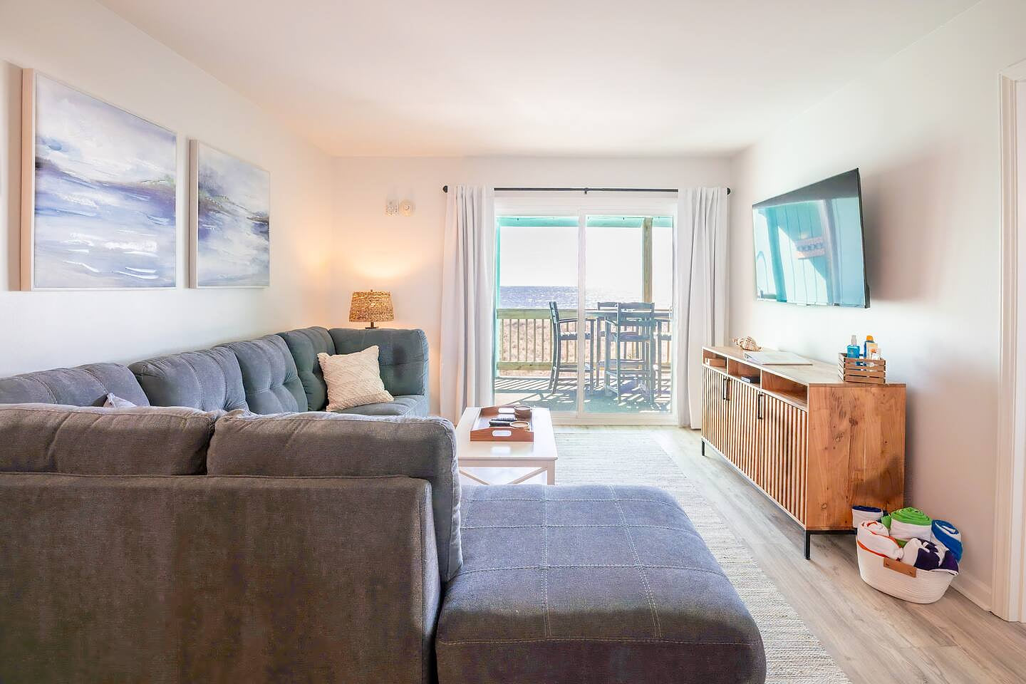 Relax in the living room where you'll also find a pull out sleep for extra sleeping space if you need.