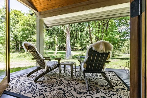 Private deck overlooks pond