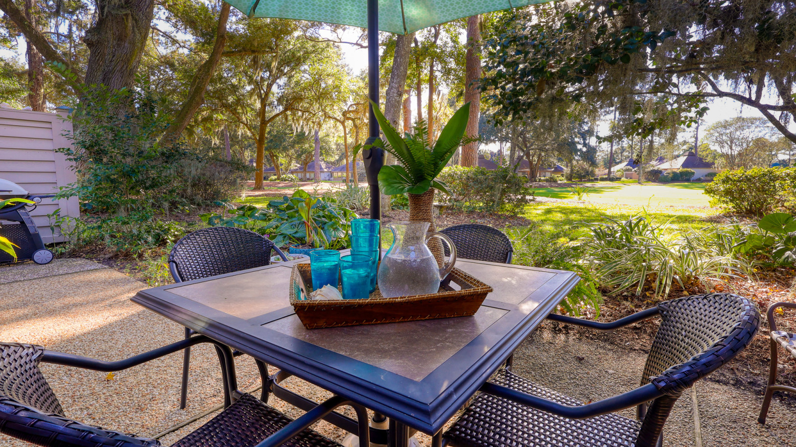 Patio with Grill and Golf Course Views