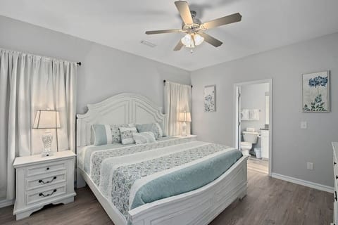 Main master bedroom with blackout curtains