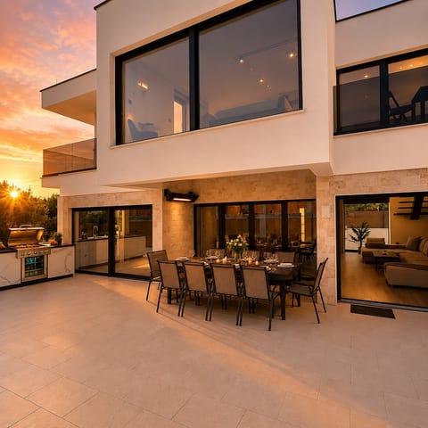 Sunset Alfresco Dining Terrace with Outdoor Kitchen
