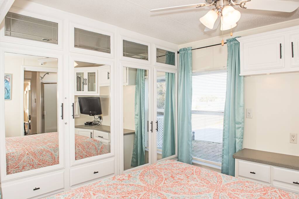 Master Bedroom has blackout curtains