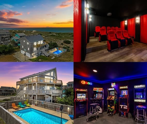 OBX Pool Beachfront Hot Tub 5Bed Volleyball Arcade - Waves