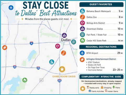 Wondering what’s nearby? Our custom area map features parks, shops, and local favorites. Just message us for the full version—even if you’re still deciding. We’re happy to help you explore before you book!