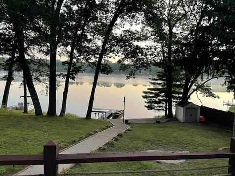 Wonderful view of the lake from our deck.